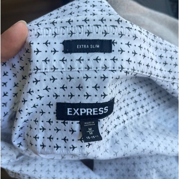 Express Other - Express Mens Airplane Button Down Shirt Size M Pilot Aviation Novelty RARE